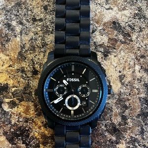 Men’s Fossil Machine Chronograph Black Silicone Watch